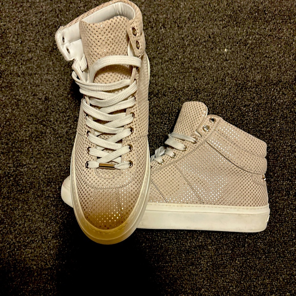 Jimmy Choo Men’s High Top Sneakers Tan Brown